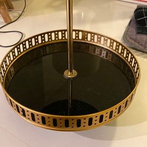 Two tier Tray black tray with gold trim